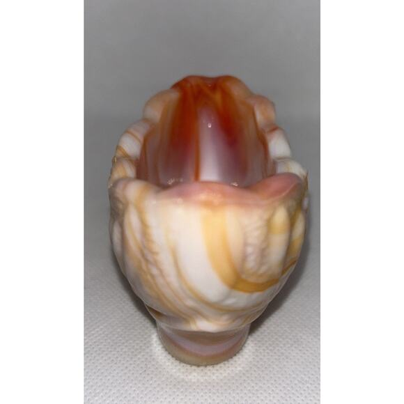 Vintage Kanawha Hand Crafted Cabbage Rose Orange Slag Glass Shoe 6" EC - Picture 14 of 14